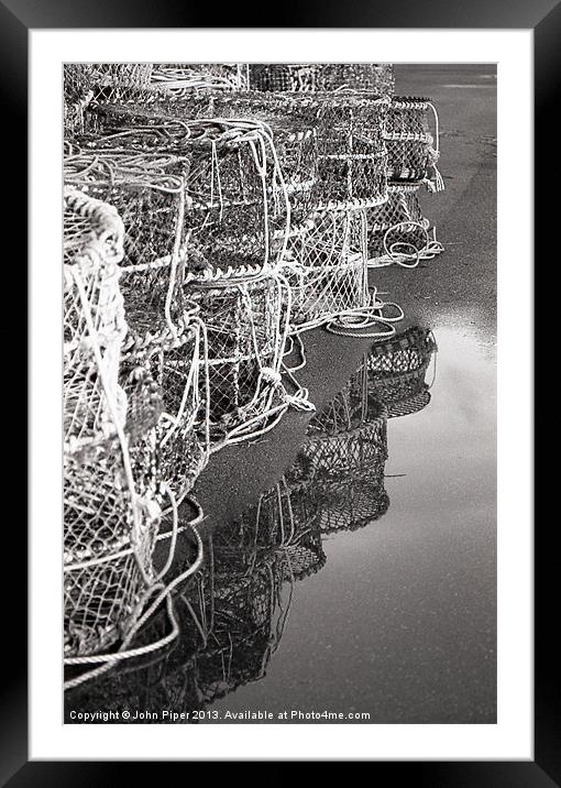 Lobster Pots Reflection Framed Mounted Print by John Piper