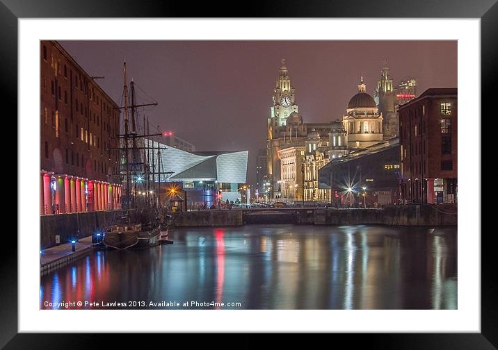 Liverpool at night Framed Mounted Print by Pete Lawless