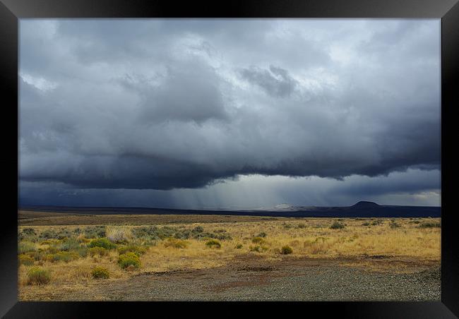 Approaching storm, Nevada desert Framed Print by Claudio Del Luongo