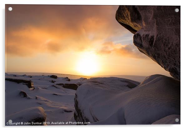 Winter Sunrise on Higger Tor Acrylic by John Dunbar