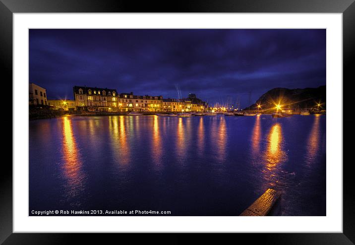 Ilfracombe Harbour by Night Framed Mounted Print by Rob Hawkins