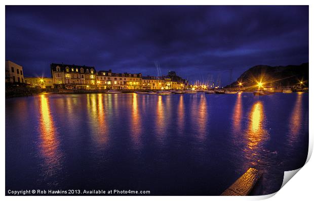 Ilfracombe Harbour by Night Print by Rob Hawkins