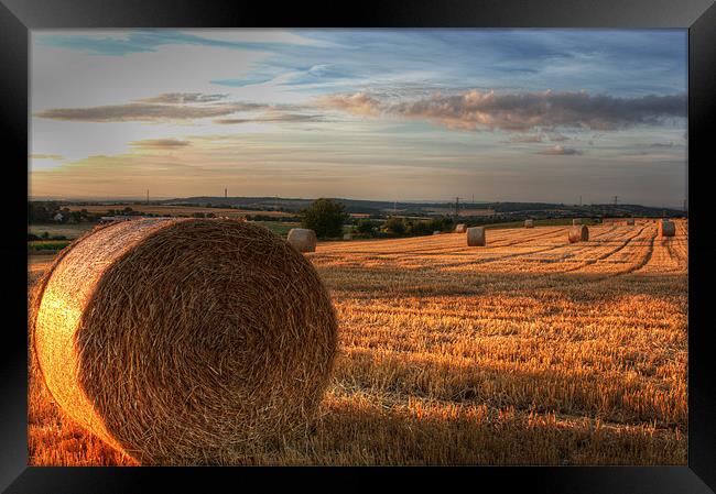 Haybales at Dusk Framed Print by Stuart Gennery