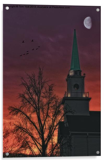 THE STEEPLE AT SUNSET Acrylic by Tom York