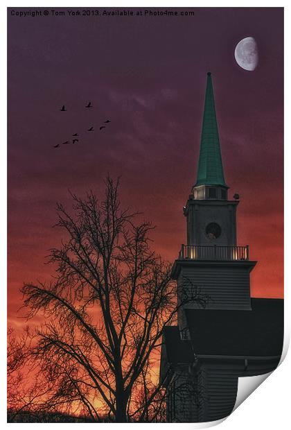 THE STEEPLE AT SUNSET Print by Tom York