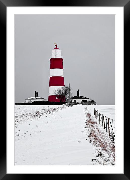 Snowy Path to Happisburgh Lighthouse Framed Mounted Print by Paul Macro