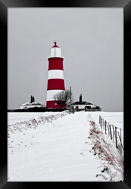 Snowy Path to Happisburgh Lighthouse Framed Print by Paul Macro