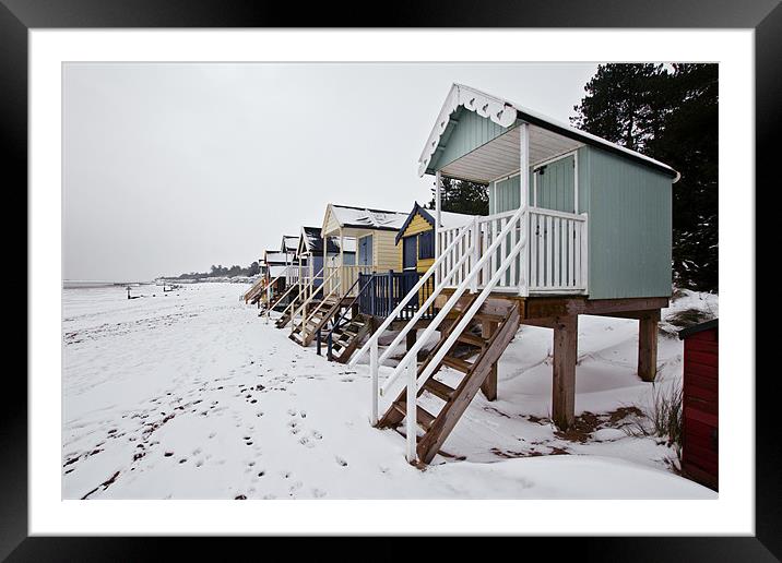 Snow Covered Beach in Wells Framed Mounted Print by Paul Macro