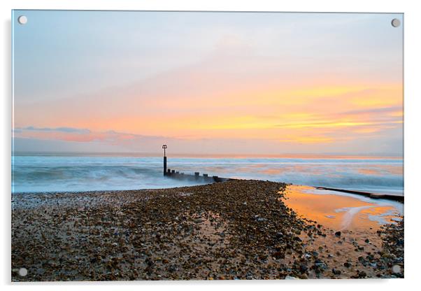 Sun setting over hengistbury head Acrylic by Ian Turner