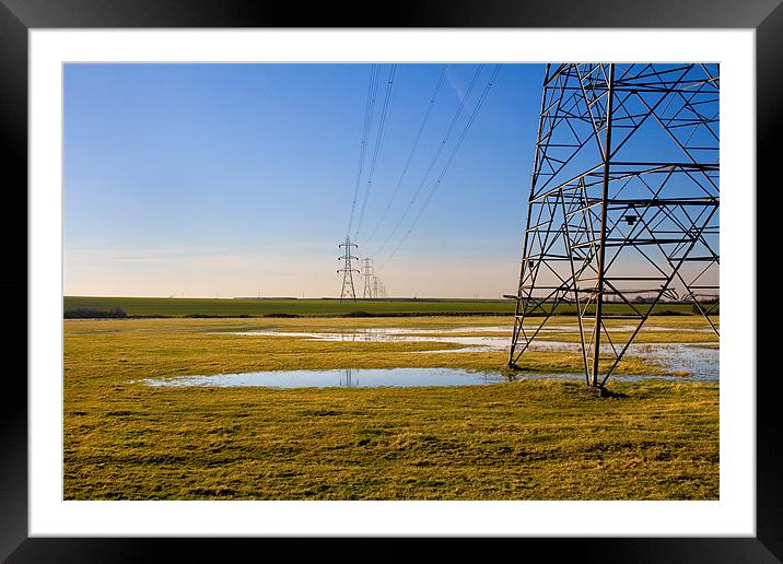 Pylons Framed Mounted Print by Malcolm Smith