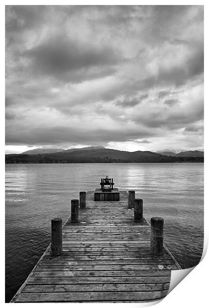 Wooden Jetty at Windermere Print by Sandi-Cockayne ADPS