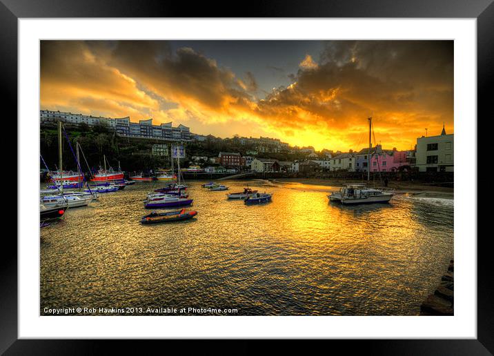Sunset over Ilfracombe Harbour Framed Mounted Print by Rob Hawkins