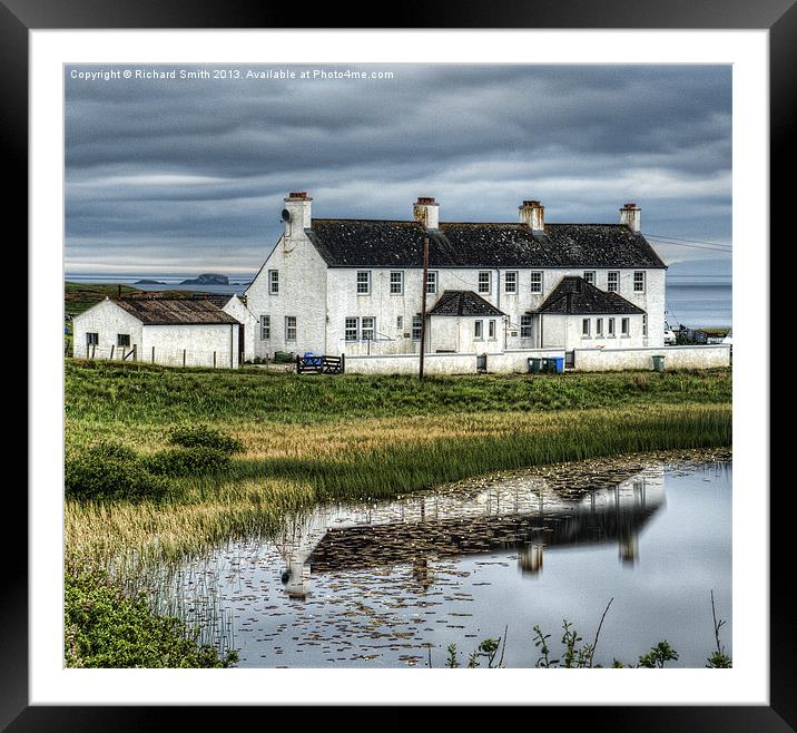 Duntulm Castle cottages Framed Mounted Print by Richard Smith
