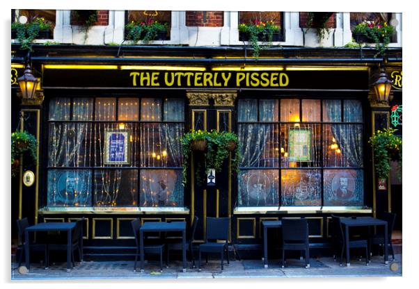 The Utterly Pissed Pub Acrylic by David Pyatt