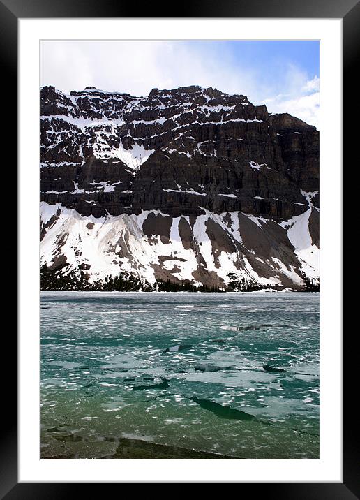 Icy Lake with Mountains Framed Mounted Print by Megan Winder