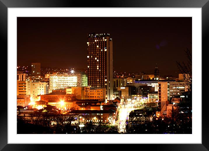 Sheffield City by Night Framed Mounted Print by carl wood