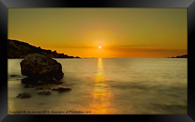 Golden Bay Sunset Framed Print by Jim kernan