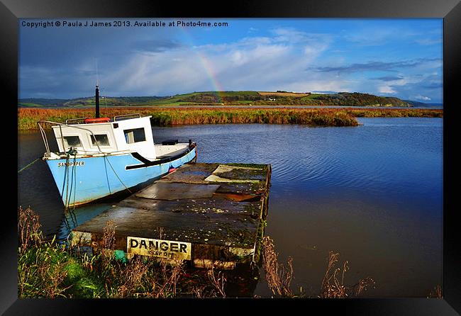 The Boat and the Rainbow Framed Print by Paula J James