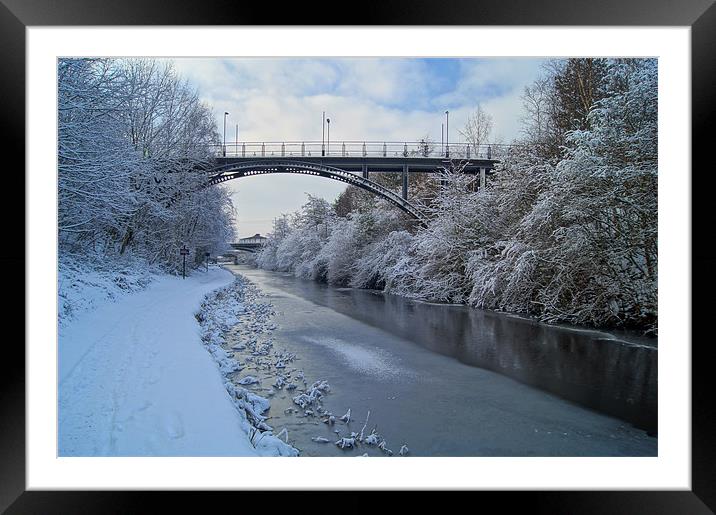 Bridge over frozen Sheffield Canal Framed Mounted Print by Darren Galpin