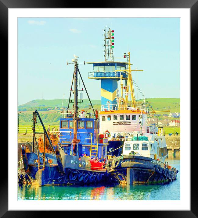 Tugs in Ardrossan Marina Framed Mounted Print by Tylie Duff Photo Art