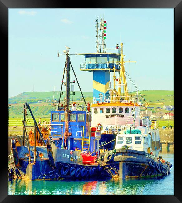 Tugs in Ardrossan Marina Framed Print by Tylie Duff Photo Art
