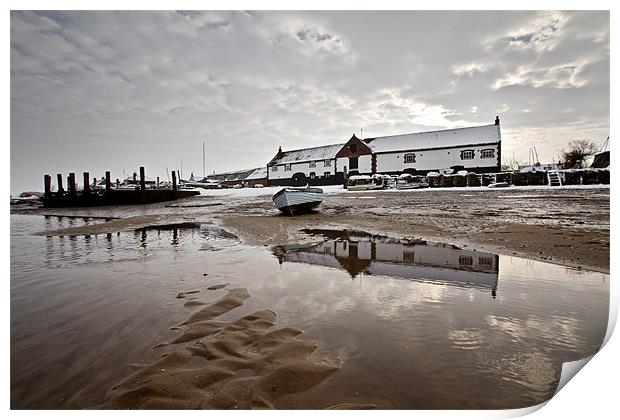 Winter Reflections in Burnham Overy Staithe Print by Paul Macro