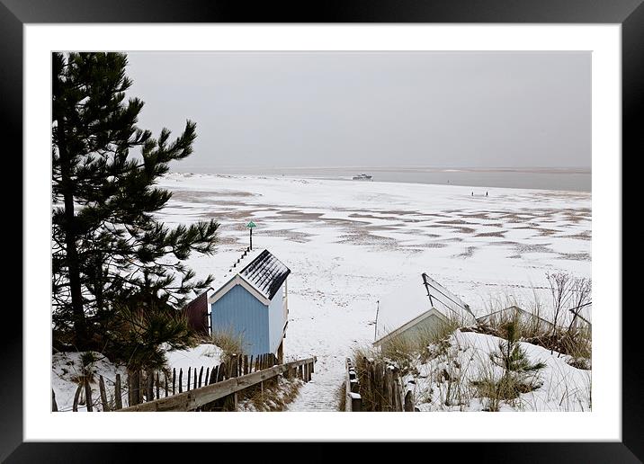 Snowy Scene on Wells Beach Framed Mounted Print by Paul Macro