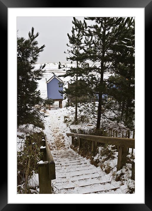 Snowy Stairs to Wells Beach Framed Mounted Print by Paul Macro