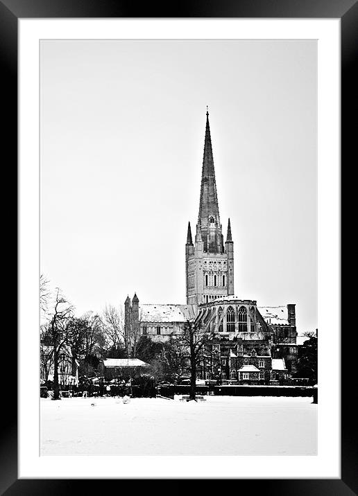 Norwich Cathedral in Winter Framed Mounted Print by Paul Macro