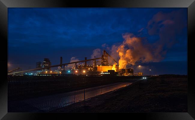 Redcar Steel Works at Night Framed Print by Greg Marshall