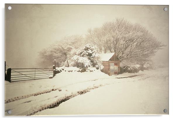 Snowy Shed Acrylic by Jon Short