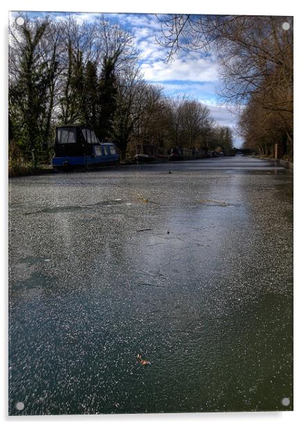 Frozen Canal, Kintbury, Berkshire, England, UK Acrylic by Mark Llewellyn