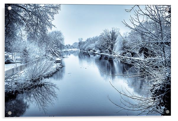 Frozen Canal, Kintbury, Berkshire, England, UK Acrylic by Mark Llewellyn