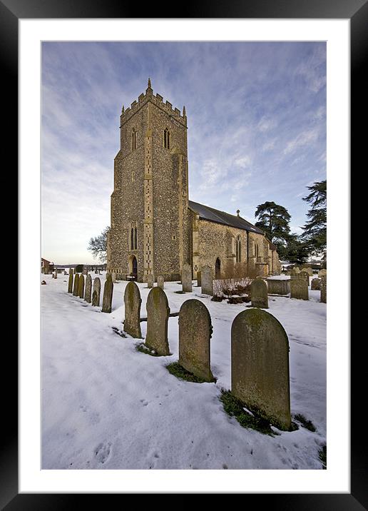 St Marys Tharston Framed Mounted Print by Darren Burroughs