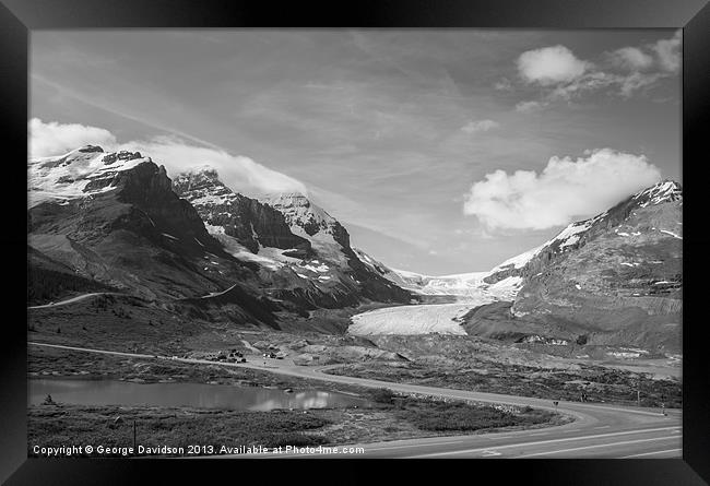 Athabasca Glacier (Mono) Framed Print by George Davidson