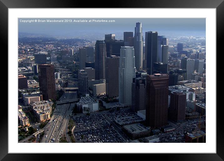 Downtown Los Angeles Framed Mounted Print by Brian Macdonald