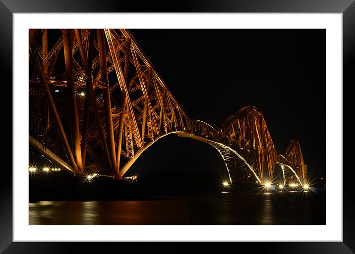 Forth Rail Bridge by Night Framed Mounted Print by T2 Images