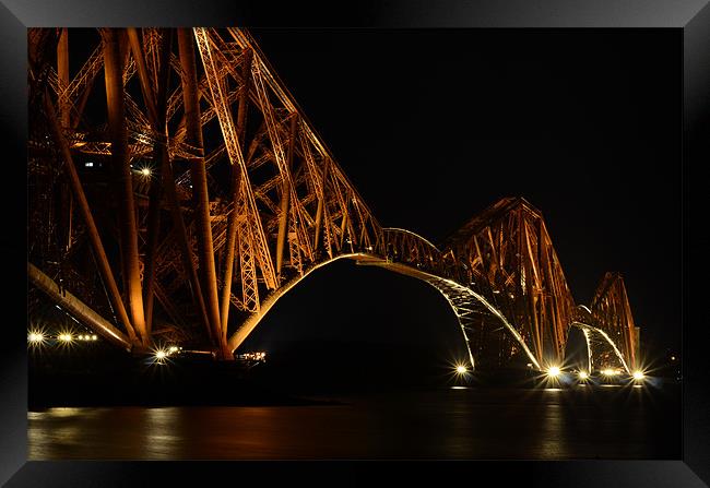 Forth Rail Bridge by Night Framed Print by T2 Images