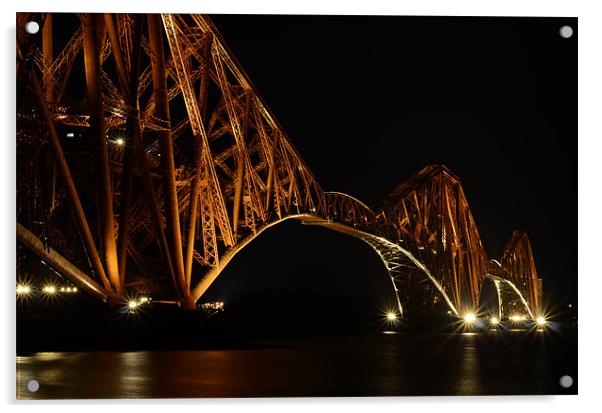 Forth Rail Bridge by Night Acrylic by T2 Images