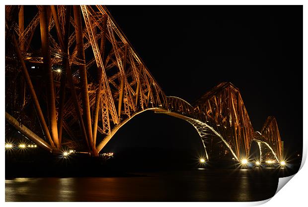 Forth Rail Bridge by Night Print by T2 Images
