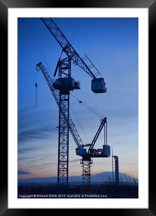 Building site Cranes Framed Mounted Print by Richard Smith