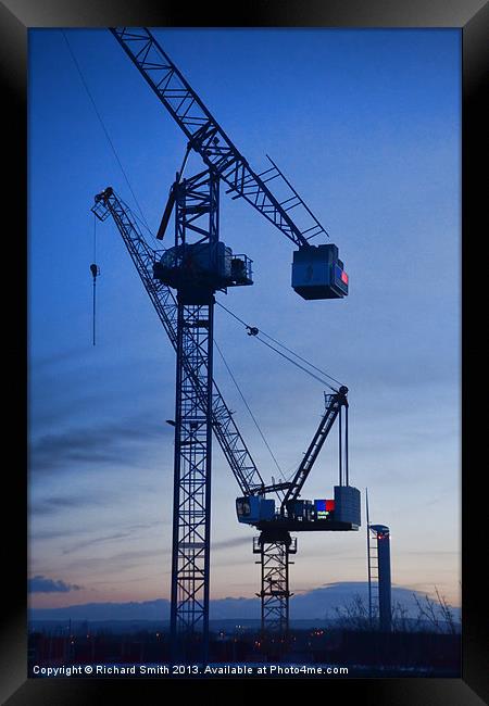 Building site Cranes Framed Print by Richard Smith