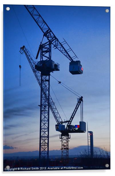 Building site Cranes Acrylic by Richard Smith