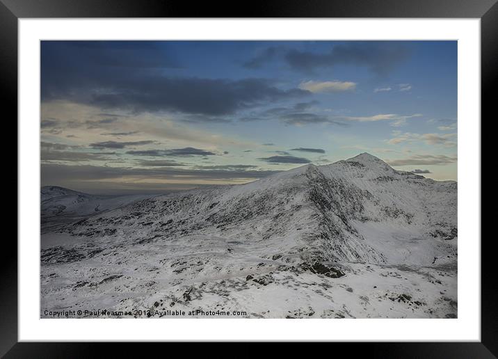 Snow and Snowdonia Framed Mounted Print by P H