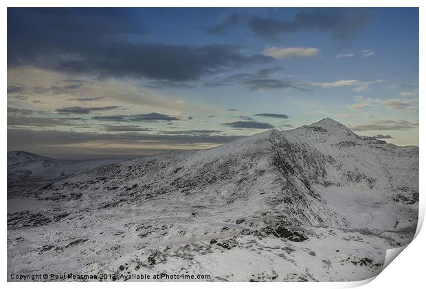 Snow and Snowdonia Print by P H