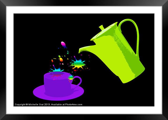 A little cup of rainbow Framed Mounted Print by Michelle Orai