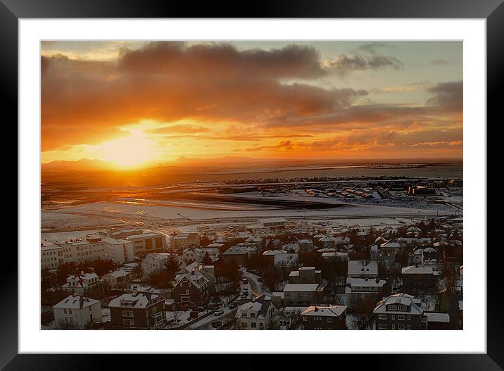 Hallgrimskirkja sunset Framed Mounted Print by Michael Thompson