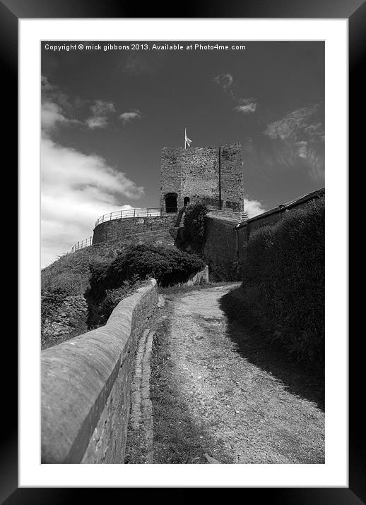 Clitheroe Castle lancashire black and white Framed Mounted Print by mick gibbons