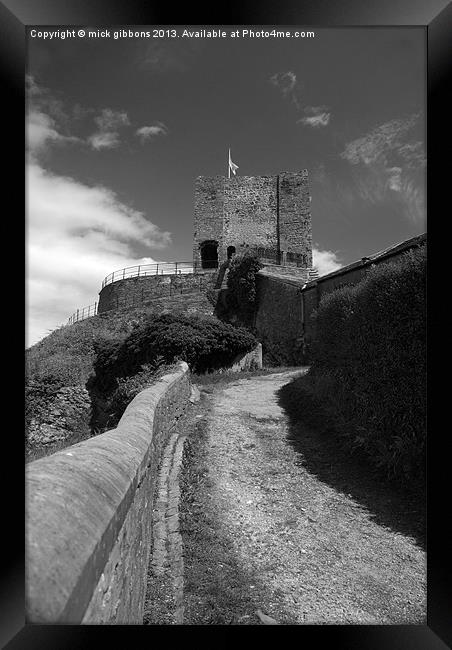 Clitheroe Castle lancashire black and white Framed Print by mick gibbons