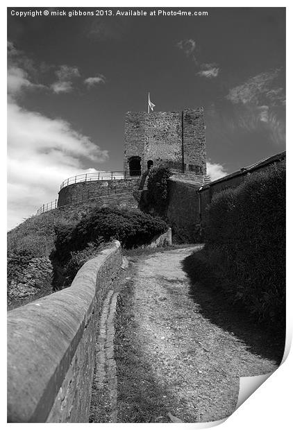 Clitheroe Castle lancashire black and white Print by mick gibbons